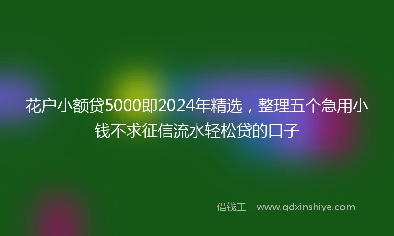 花户小额贷5000即2024年精选，整理五个急用小钱不求征信流水轻松贷的口子