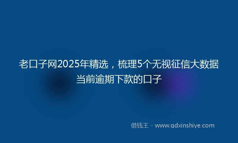 老口子网2025年精选，梳理5个无视征信大数据当前逾期下款的口子