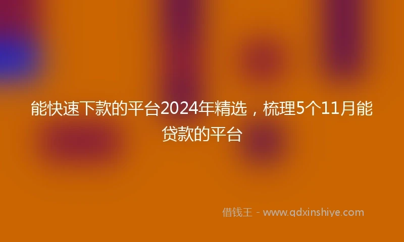 能快速下款的平台2024年精选，梳理5个11月能贷款的平台