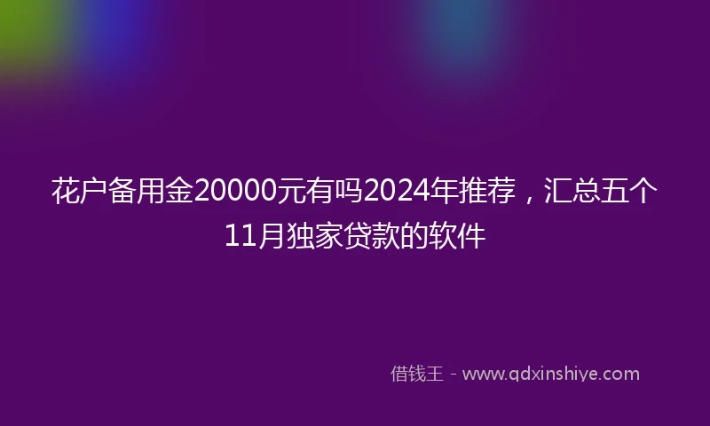 花户备用金20000元有吗2024年推荐，汇总五个11月独家贷款的软件