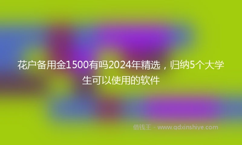 花户备用金1500有吗2024年精选，归纳5个大学生可以使用的软件