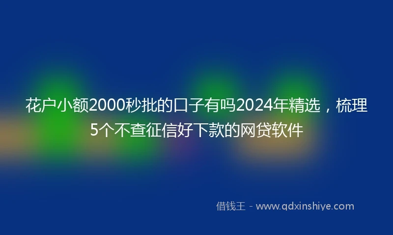 花户小额2000秒批的口子有吗2024年精选，梳理5个不查征信好下款的网贷软件