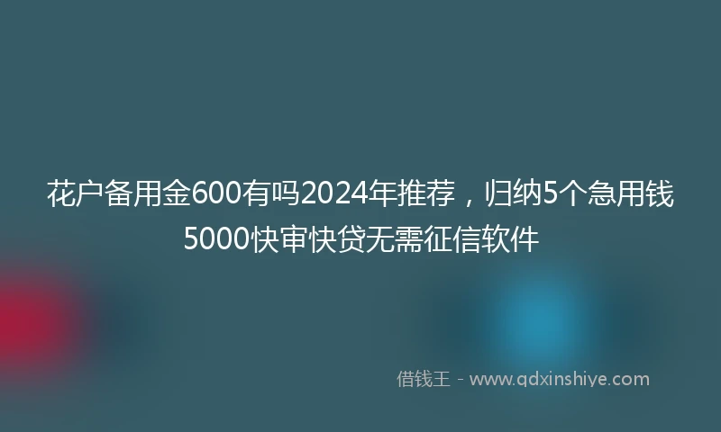 花户备用金600有吗2024年推荐,归纳5个急用钱5000快审快贷无需征信软件