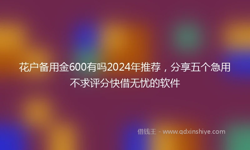 花户备用金600有吗2024年推荐,分享五个急用不求评分快借无忧的软件