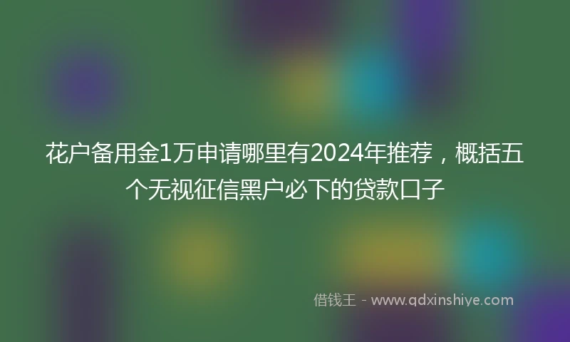 花户备用金1万申请哪里有2024年推荐，概括五个无视征信黑户必下的贷款口子