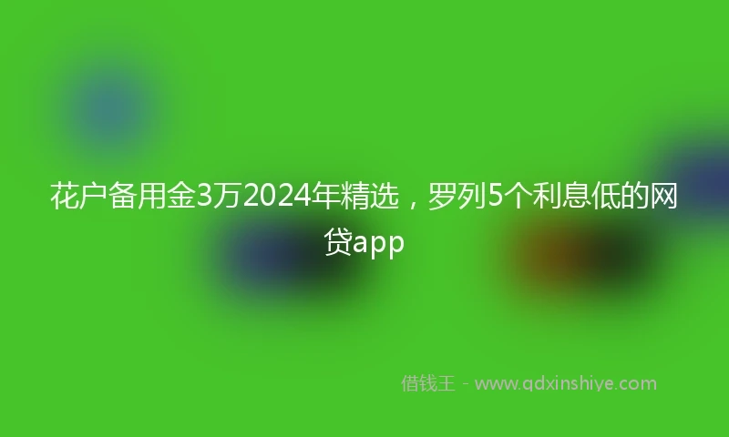 花户备用金3万2024年精选,罗列5个利息低的网贷app