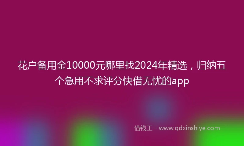 花户备用金10000元哪里找2024年精选，归纳五个急用不求评分快借无忧的app