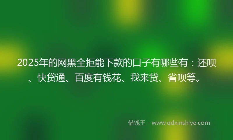 2025年的网黑全拒能下款的口子有哪些有：还呗、快贷通、百度有钱花、我来贷、省呗等。