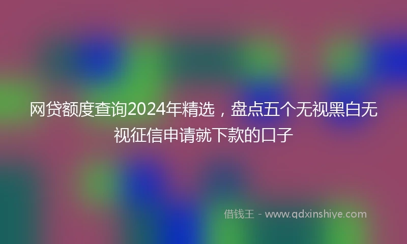 网贷额度查询2024年精选，盘点五个无视黑白无视征信申请就下款的口子