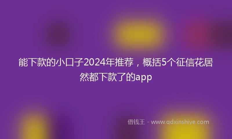 能下款的小口子2024年推荐，概括5个征信花居然都下款了的app