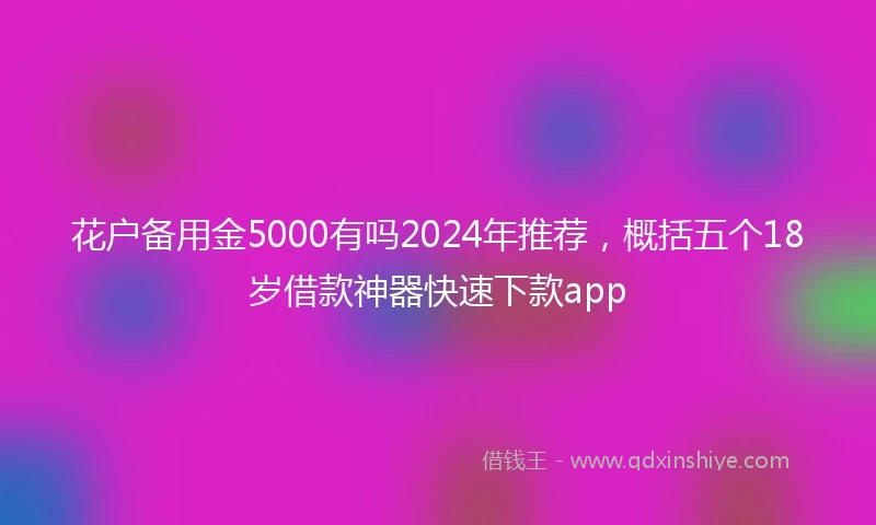 花户备用金5000有吗2024年推荐，概括五个18岁借款神器快速下款app