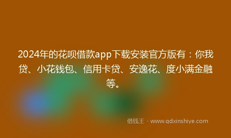 2024年的花呗借款app下载安装官方版有：你我贷、小花钱包、信用卡贷、安逸花、度小满金融等。