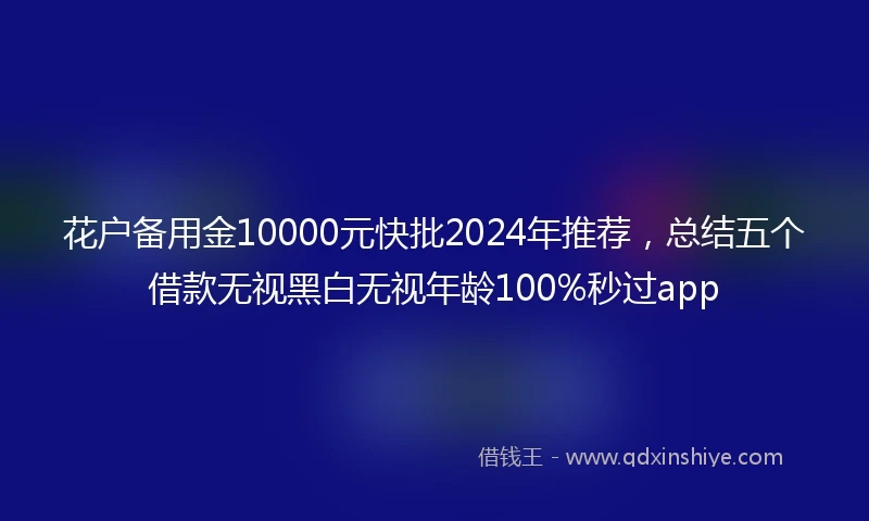 花户备用金10000元快批2024年推荐，总结五个借款无视黑白无视年龄100%秒过app