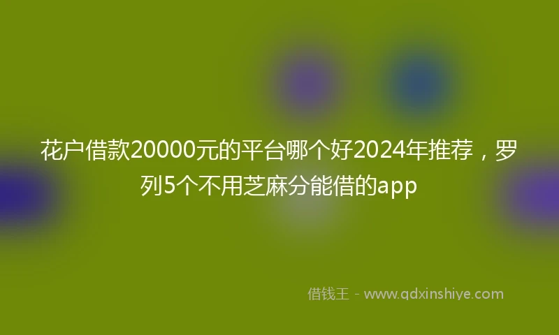 花户借款20000元的平台哪个好2024年推荐，罗列5个不用芝麻分能借的app