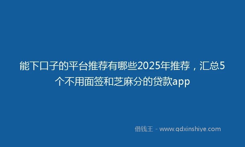 能下口子的平台推荐有哪些2025年推荐，汇总5个不用面签和芝麻分的贷款app
