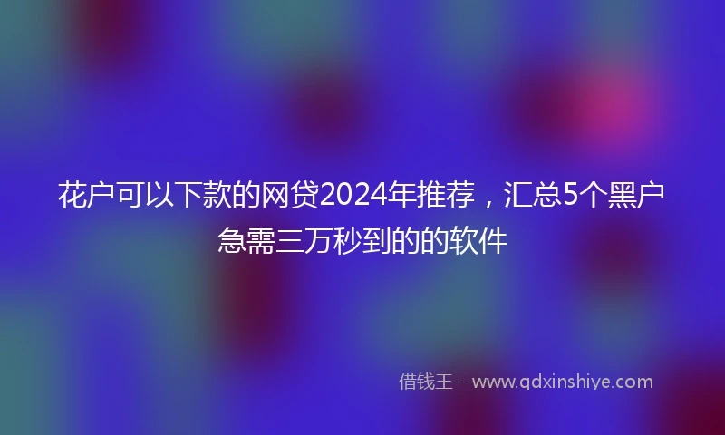 花户可以下款的网贷2024年推荐，汇总5个黑户急需三万秒到的的软件