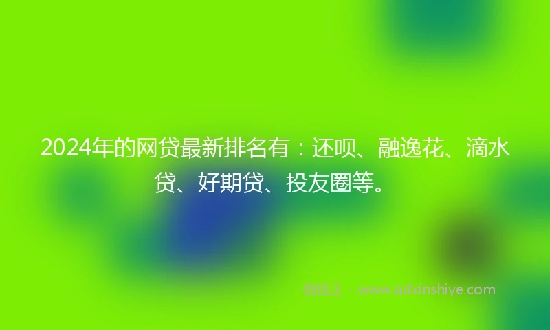 2024年的网贷最新排名有：还呗、融逸花、滴水贷、好期贷、投友圈等。