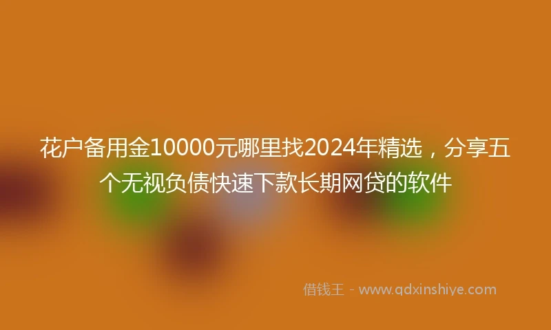 花户备用金10000元哪里找2024年精选，分享五个无视负债快速下款长期网贷的软件