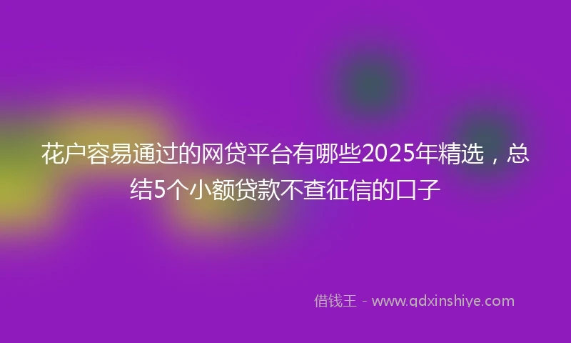 花户容易通过的网贷平台有哪些2025年精选，总结5个小额贷款不查征信的口子