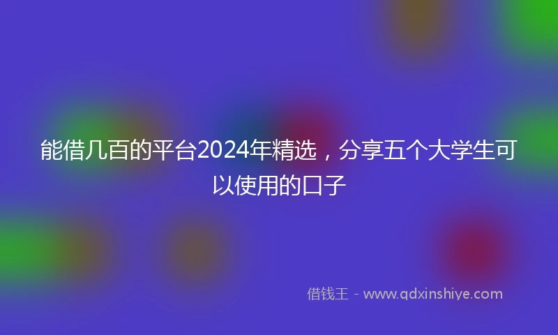 能借几百的平台2024年精选，分享五个大学生可以使用的口子