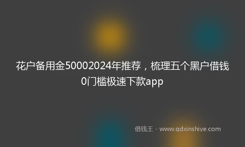 花户备用金50002024年推荐，梳理五个黑户借钱0门槛极速下款app