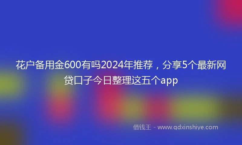 花户备用金600有吗2024年推荐,分享5个最新网贷口子今日整理这五个app