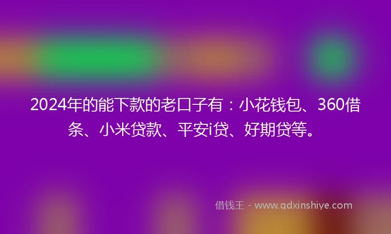 2024年的能下款的老口子有：小花钱包、360借条、小米贷款、平安i贷、好期贷等。
