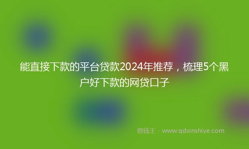 能直接下款的平台贷款2024年推荐，梳理5个黑户好下款的网贷口子