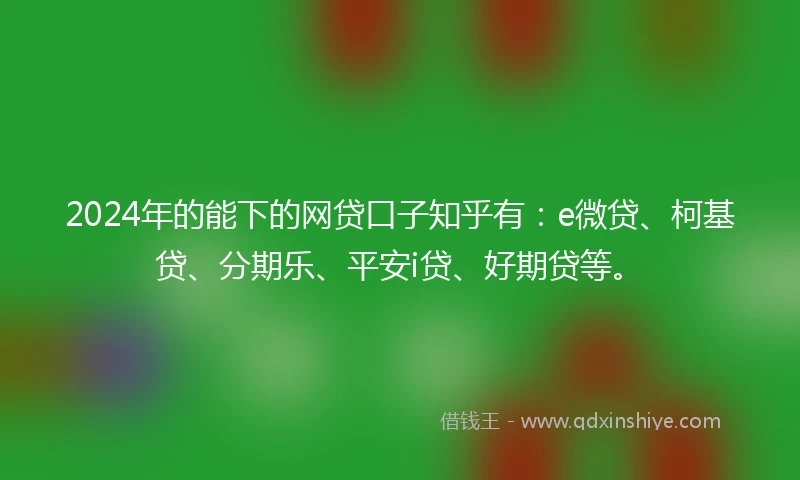 2024年的能下的网贷口子知乎有：e微贷、柯基贷、分期乐、平安i贷、好期贷等。