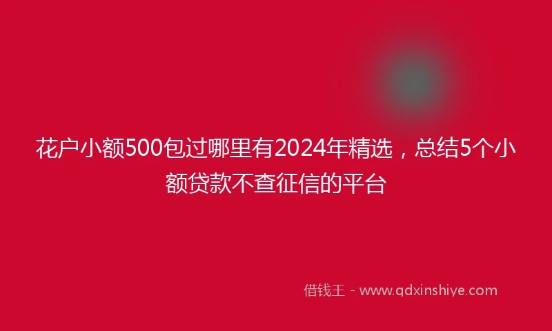 花户小额500包过哪里有2024年精选，总结5个小额贷款不查征信的平台