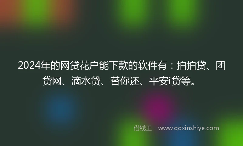 2024年的网贷花户能下款的软件有：拍拍贷、团贷网、滴水贷、替你还、平安i贷等。