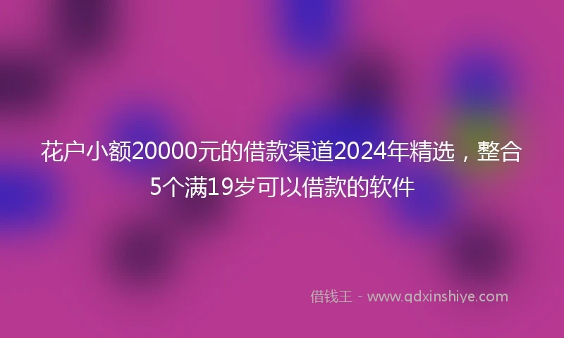 花户小额20000元的借款渠道2024年精选，整合5个满19岁可以借款的软件