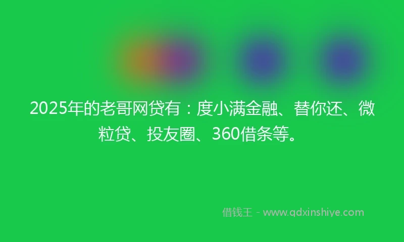 2025年的老哥网贷有：度小满金融、替你还、微粒贷、投友圈、360借条等。