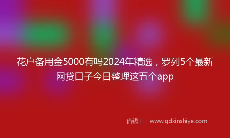 花户备用金5000有吗2024年精选，罗列5个最新网贷口子今日整理这五个app