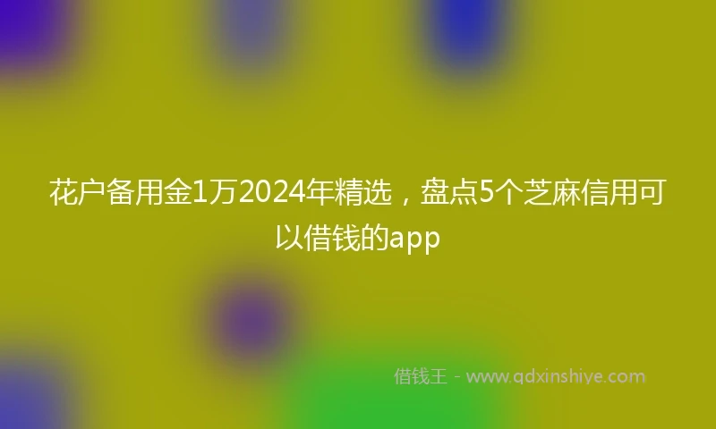 花户备用金1万2024年精选，盘点5个芝麻信用可以借钱的app