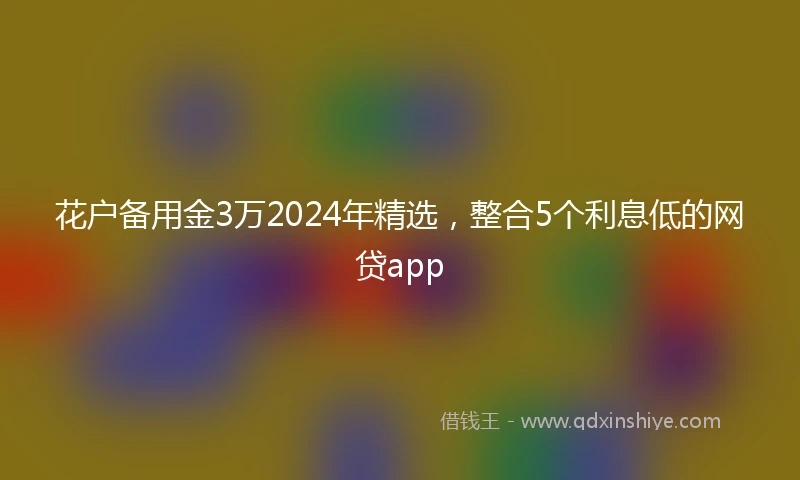 花户备用金3万2024年精选，整合5个利息低的网贷app