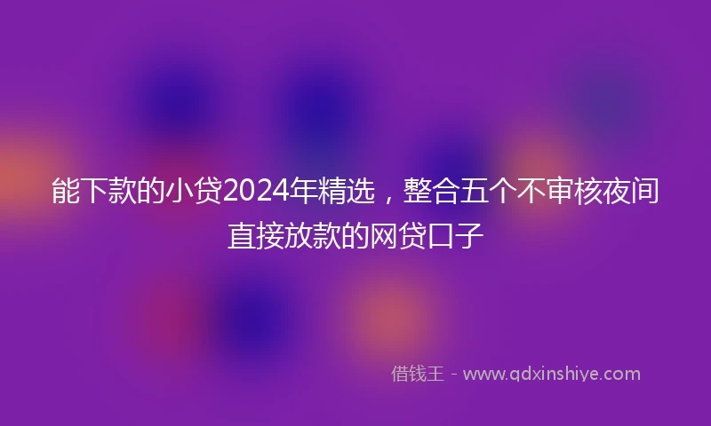 能下款的小贷2024年精选，整合五个不审核夜间直接放款的网贷口子