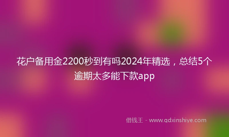 花户备用金2200秒到有吗2024年精选，总结5个逾期太多能下款app