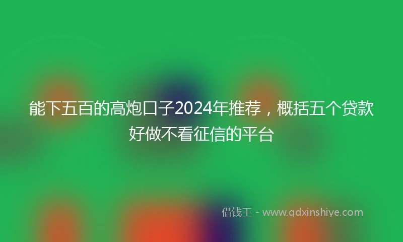 能下五百的高炮口子2024年推荐，概括五个贷款好做不看征信的平台