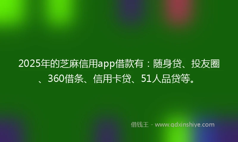 2025年的芝麻信用app借款有：随身贷、投友圈、360借条、信用卡贷、51人品贷等。