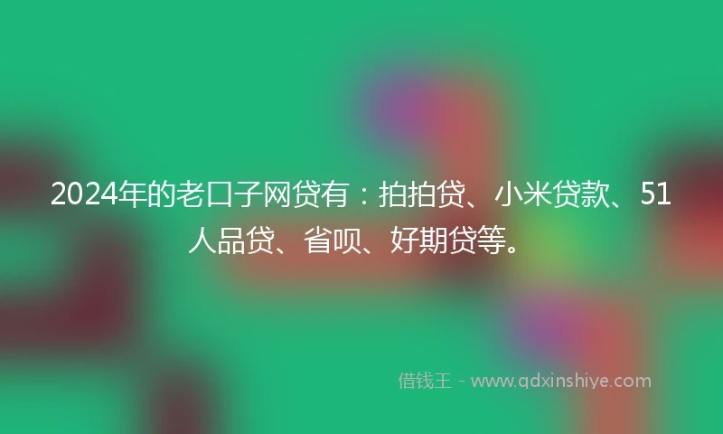 2024年的老口子网贷有：拍拍贷、小米贷款、51人品贷、省呗、好期贷等。
