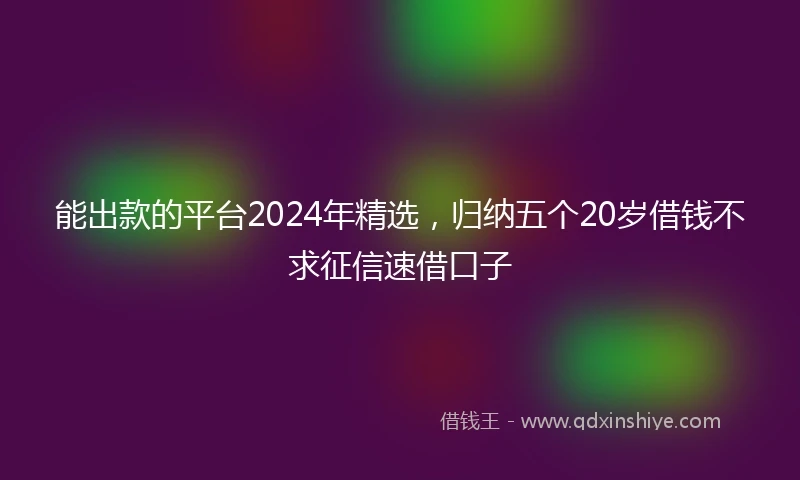 能出款的平台2024年精选，归纳五个20岁借钱不求征信速借口子