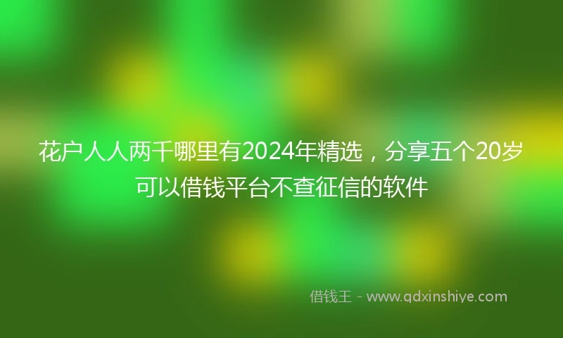 花户人人两千哪里有2024年精选，分享五个20岁可以借钱平台不查征信的软件