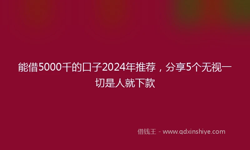 能借5000千的口子2024年推荐，分享5个无视一切是人就下款