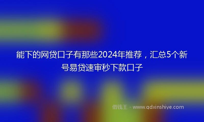 能下的网贷口子有那些2024年推荐,汇总5个新号易贷速审秒下款口子