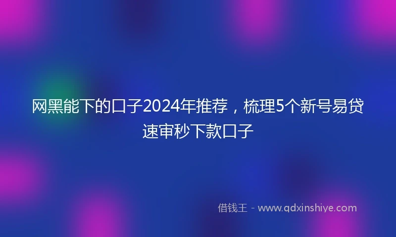 网黑能下的口子2024年推荐，梳理5个新号易贷速审秒下款口子