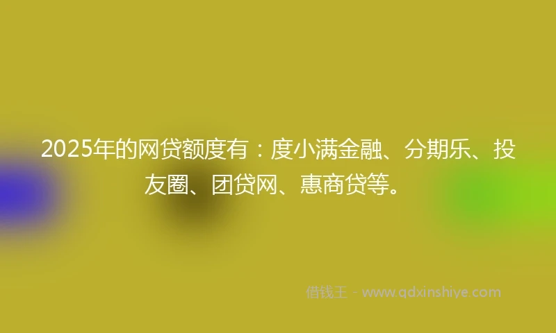 2025年的网贷额度有：度小满金融、分期乐、投友圈、团贷网、惠商贷等。