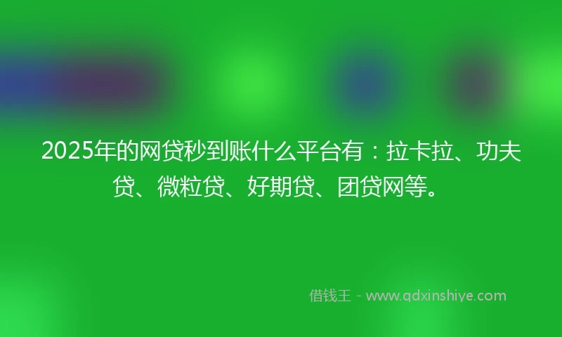 2025年的网贷秒到账什么平台有：拉卡拉、功夫贷、微粒贷、好期贷、团贷网等。