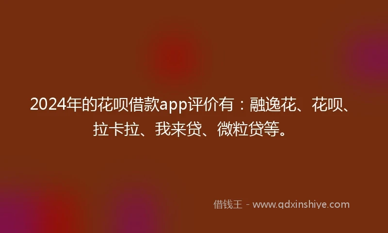 2024年的花呗借款app评价有：融逸花、花呗、拉卡拉、我来贷、微粒贷等。