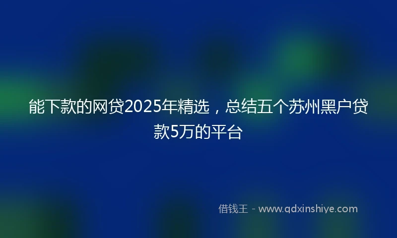 能下款的网贷2025年精选，总结五个苏州黑户贷款5万的平台